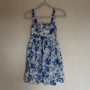 Abercrombie Floral Spring Blue and White  Dress 100% Cotton SMALL